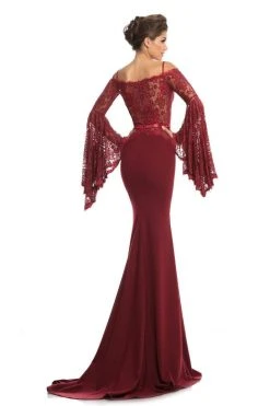 Johnathan Kayne - 7244 Bell Sleeve Off-Shoulder Lace Gown