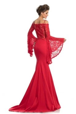 Johnathan Kayne - 7244 Bell Sleeve Off-Shoulder Lace Gown