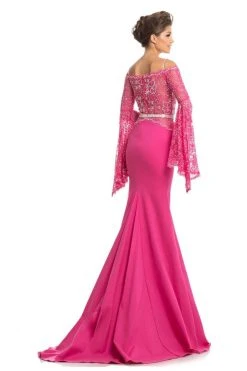 Johnathan Kayne - 7244 Bell Sleeve Off-Shoulder Lace Gown