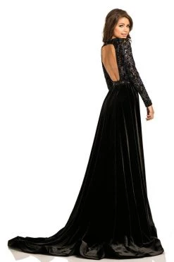 Johnathan Kayne - 8013 Embellished Lace Velvet Gown