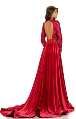 Johnathan Kayne - 8013 Embellished Lace Velvet Gown