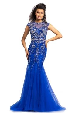 Johnathan Kayne - 9039 Jeweled Cap Sleeve Illusion Gown