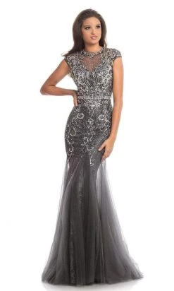 Johnathan Kayne - 9039 Jeweled Cap Sleeve Illusion Gown