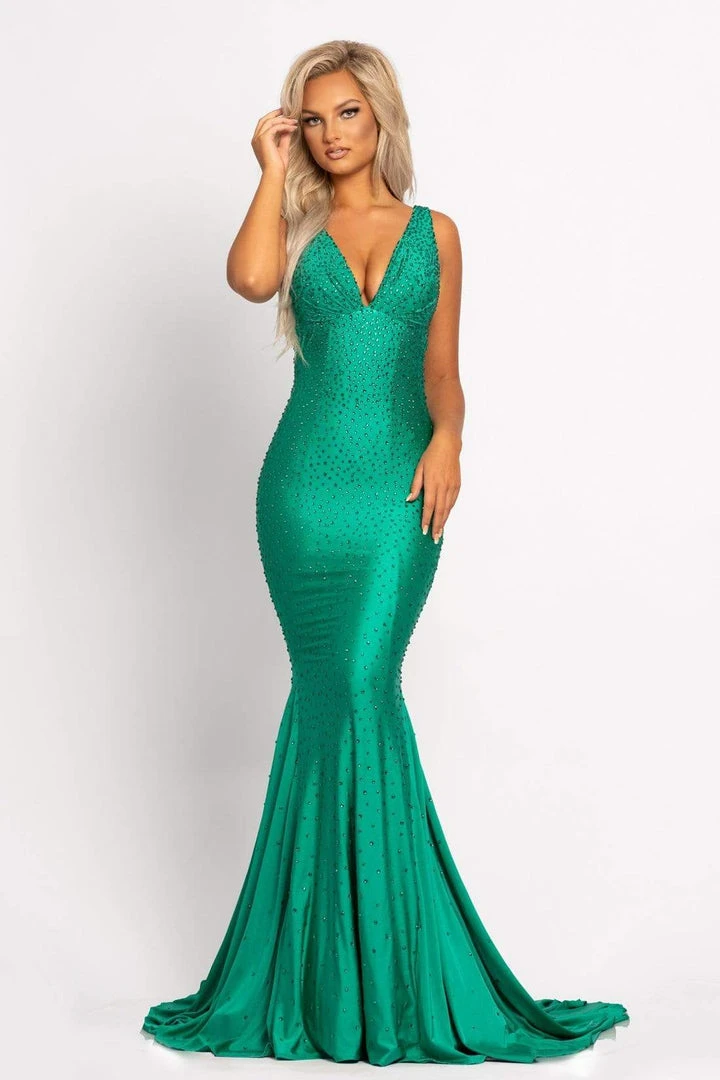 Johnathan Kayne - 9213 Crystal Embellished Plunging V-Neck Gown 9 Johnathan Kayne - 9213 Crystal Embellished Plunging V-Neck Gown