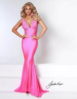 Johnathan Kayne - 9213 Crystal Studded Empire Waist Fitted Mermaid Gown