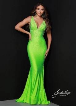 Johnathan Kayne - 9213 Crystal Studded Empire Waist Fitted Mermaid Gown