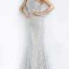 Jovani - 00353 One Shoulder Stretch Metallic Lace Trumpet Dress 1 Jovani - 00353 One Shoulder Stretch Metallic Lace Trumpet Dress