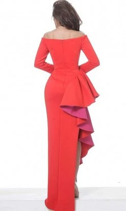 Jovani - 00574 Long Two-Toned Ruffle Ornate High Slit Dress 5 Jovani - 00574 Long Two-Toned Ruffle Ornate High Slit Dress