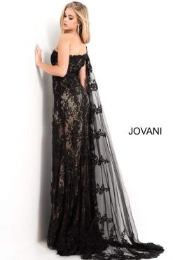 Jovani - 00866 One Shoulder Lace Dress With Slit