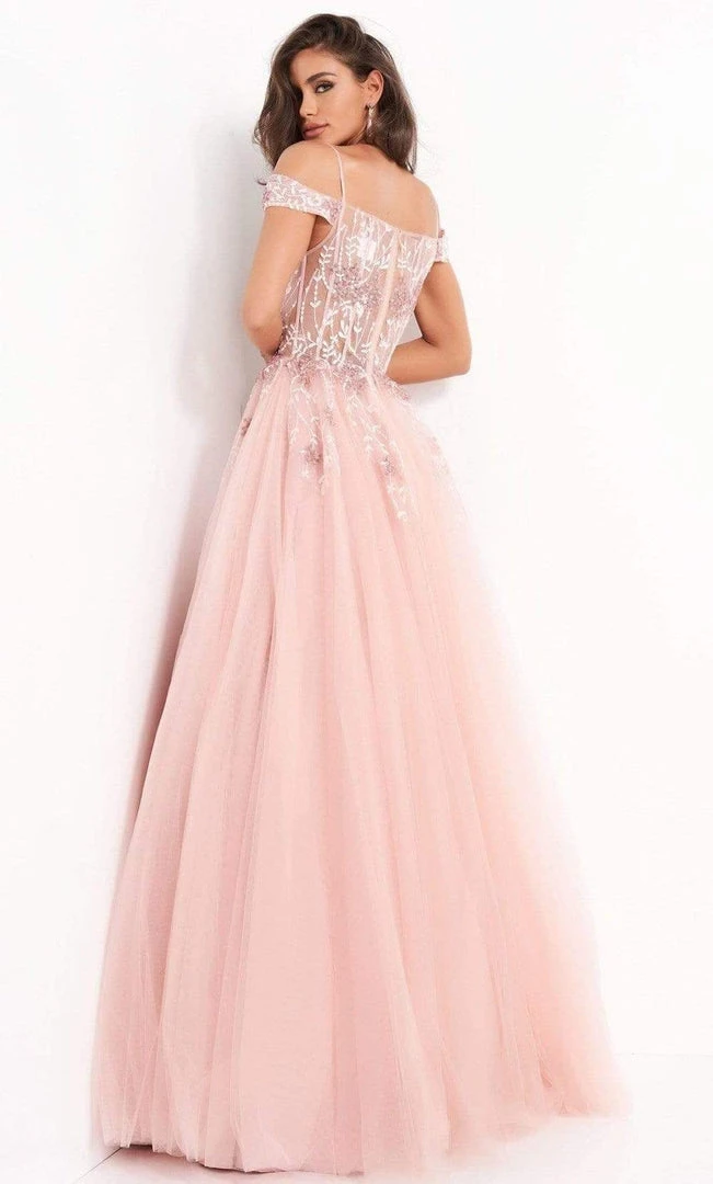 Jovani - 02022 Floral Ornate Corset Tulle Dress 4 Jovani - 02022 Floral Ornate Corset Tulle Dress