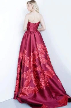 Jovani - 02038 Strapless Scoop Neck Floral Embroidered Gown 8 Jovani - 02038 Strapless Scoop Neck Floral Embroidered Gown