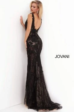 Jovani - 02444 Floral Embroidered Lace Deep V-neck Trumpet Dress 22 Jovani - 02444 Floral Embroidered Lace Deep V-neck Trumpet Dress
