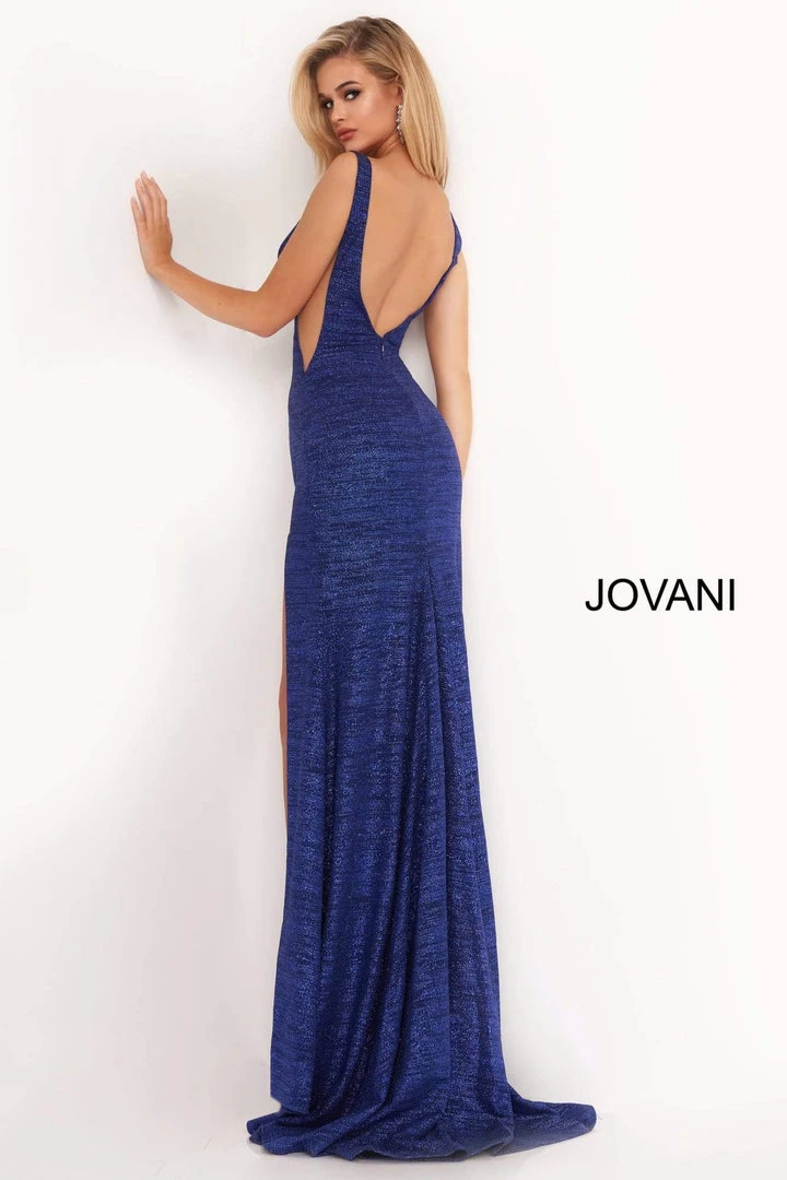 Jovani - 02472 V Neck Fitted Prom Dress With High Slit 7 Jovani - 02472 V Neck Fitted Prom Dress With High Slit