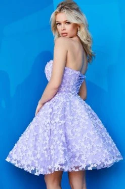 Jovani - 02564 Strapless Floral Appliqued A-Line Dress