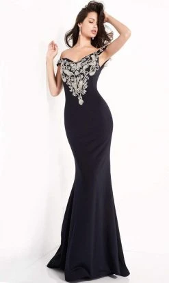 Jovani - 02576 Off Shoulder Paisley Motif Long Gown 8 Jovani - 02576 Off Shoulder Paisley Motif Long Gown