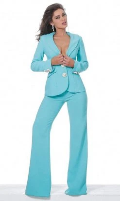 Jovani - 02637 Two Piece Applique Deep V-Neck Pantsuit 8 Jovani - 02637 Two Piece Applique Deep V-Neck Pantsuit