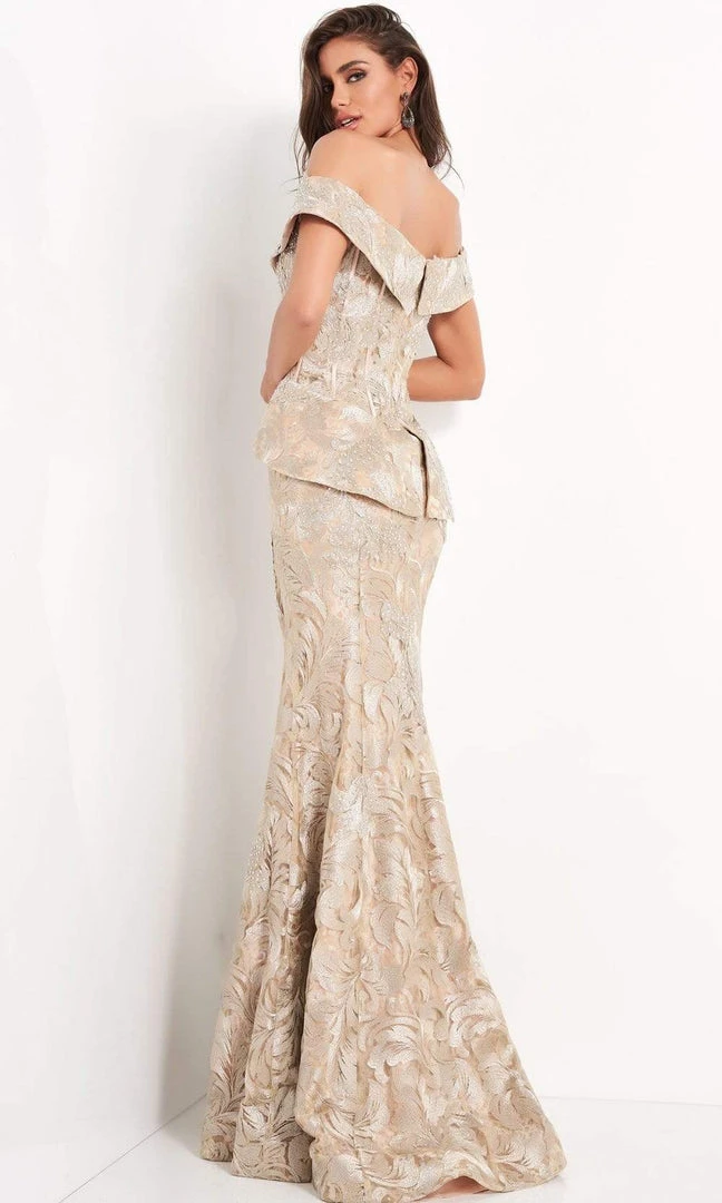 Jovani - 02762 Off Shoulder Corset Bodice Peplum Gown 4 Jovani - 02762 Off Shoulder Corset Bodice Peplum Gown