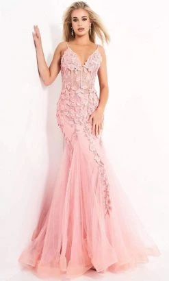Jovani - 02841 Floral Appliques Corset Bodice Tulle Trumpet Gown 11 Jovani - 02841 Floral Appliques Corset Bodice Tulle Trumpet Gown