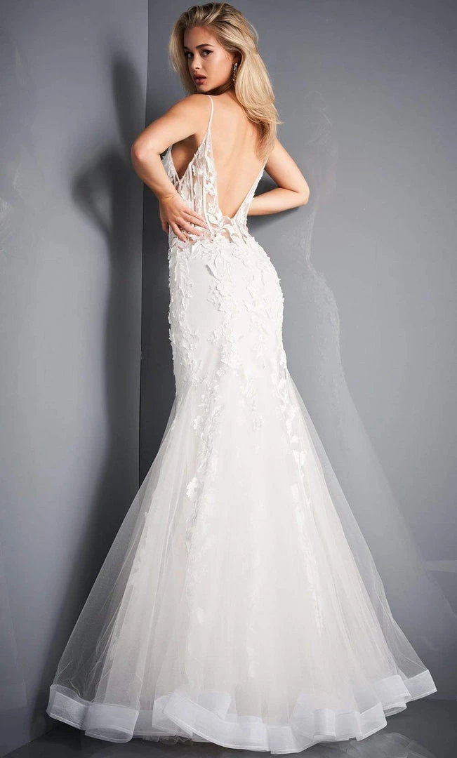 Jovani - 02841 Floral Appliques Corset Bodice Tulle Trumpet Gown 4 Jovani - 02841 Floral Appliques Corset Bodice Tulle Trumpet Gown