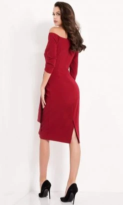Jovani - 02949 Three Quarter Sleeve V-Neck Off Shoulder Cocktail Dress 5 Jovani - 02949 Three Quarter Sleeve V-Neck Off Shoulder Cocktail Dress