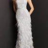 Jovani 03108 - V-Neck Feathered Evening Dress 2 Jovani 03108 - V-Neck Feathered Evening Dress