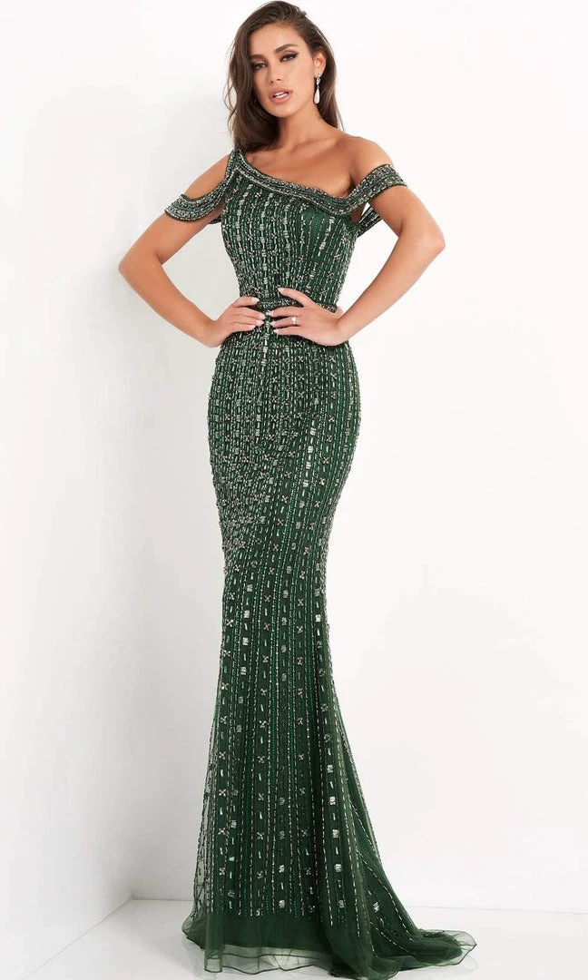 Jovani - 03124 Beaded Cold Shoulder Sheath Gown 3 Jovani - 03124 Beaded Cold Shoulder Sheath Gown