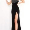 Jovani - 03251 Polkadot Draped High Slit Sheath Gown 2 Jovani - 03251 Polkadot Draped High Slit Sheath Gown