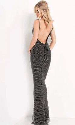 Jovani - 03252 Cowl Beaded Mesh Sheath Dress 6 Jovani - 03252 Cowl Beaded Mesh Sheath Dress