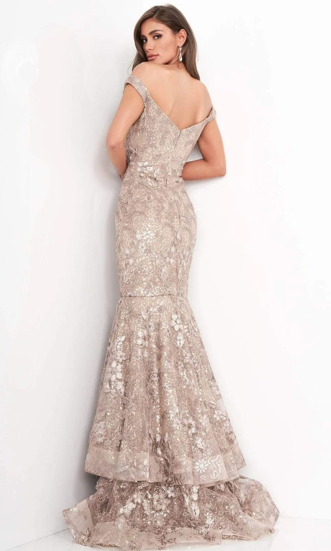 Jovani - 03264 Off Shoulder Sequined Lace Gown 4 Jovani - 03264 Off Shoulder Sequined Lace Gown