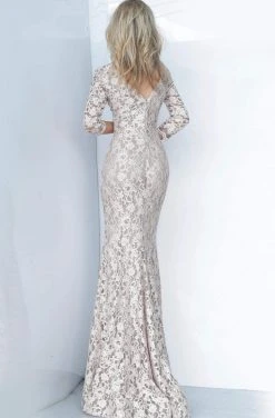 Jovani - 03350 Quarter Sleeve Lace Mermaid Dress