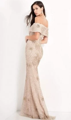 Jovani - 03412 Strapless Beaded Foldover Sheath Gown