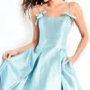 Jovani - 03480 Bow Accented Pleated A-line Dress
