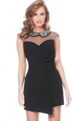 Jovani - 03660 Jeweled Collar Draped Romper