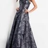Jovani - 03674 Metallic Off Shoulder A-Line Gown 2 Jovani - 03674 Metallic Off Shoulder A-Line Gown