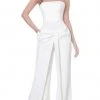 Jovani - 03828 Strapless Straight Neck Wide Leg Evening Jumpsuit