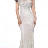 Jovani - 03904 Lace Asymmetric Neck Trumpet Dress