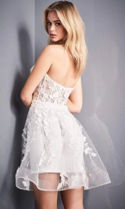 Jovani - 04109 Floral Appliques Illusion Corset Fit And Flare Dress 6 Jovani - 04109 Floral Appliques Illusion Corset Fit And Flare Dress