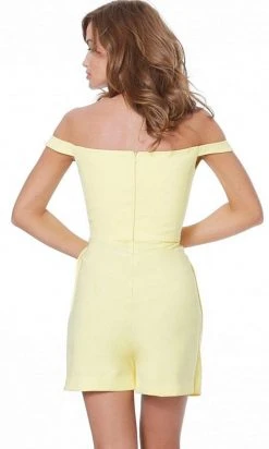 Jovani - 04126 Off Shoulder Front Overlay Fitted Romper Cocktail Dress 9 Jovani - 04126 Off Shoulder Front Overlay Fitted Romper Cocktail Dress