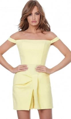 Jovani - 04126 Off Shoulder Front Overlay Fitted Romper Cocktail Dress 13 Jovani - 04126 Off Shoulder Front Overlay Fitted Romper Cocktail Dress