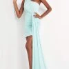 Jovani - 04153 One Shoulder Fitted Beaded Jersey Mini Dress With Sash 2 Jovani - 04153 One Shoulder Fitted Beaded Jersey Mini Dress With Sash