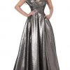 Jovani - 04170 Metallic One Shoulder A-Line Gown