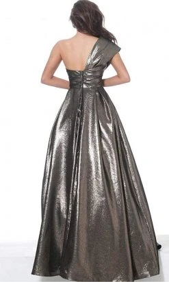 Jovani - 04170 Metallic One Shoulder A-Line Gown