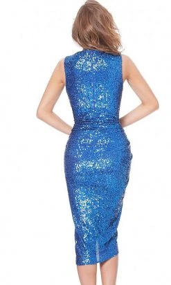 Jovani - 04263 Sleeveless Plunging V Neck Full Sequins Cocktail Dress 6 Jovani - 04263 Sleeveless Plunging V Neck Full Sequins Cocktail Dress