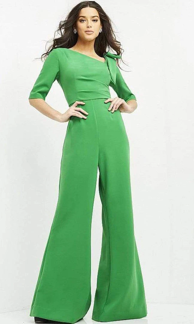 Jovani - 04284 Bow Shoulder Asymmetric Jumpsuit 3 Jovani - 04284 Bow Shoulder Asymmetric Jumpsuit