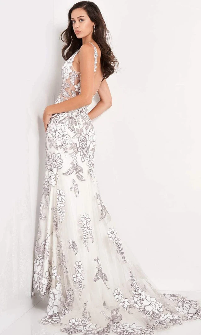 Jovani - 04332 Embellished Plunging V Neck Sheath Dress 4 Jovani - 04332 Embellished Plunging V Neck Sheath Dress