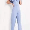 Jovani - 04369 Bubble Ruffle Off-Shoulder Scuba Jumpsuit 2 Jovani - 04369 Bubble Ruffle Off-Shoulder Scuba Jumpsuit