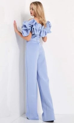 Jovani - 04369 Bubble Ruffle Off-Shoulder Scuba Jumpsuit 6 Jovani - 04369 Bubble Ruffle Off-Shoulder Scuba Jumpsuit