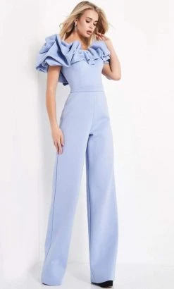 Jovani - 04369 Bubble Ruffle Off-Shoulder Scuba Jumpsuit 7 Jovani - 04369 Bubble Ruffle Off-Shoulder Scuba Jumpsuit