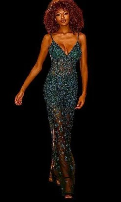 Jovani - 04378 Beadwork See Through Daring Gown