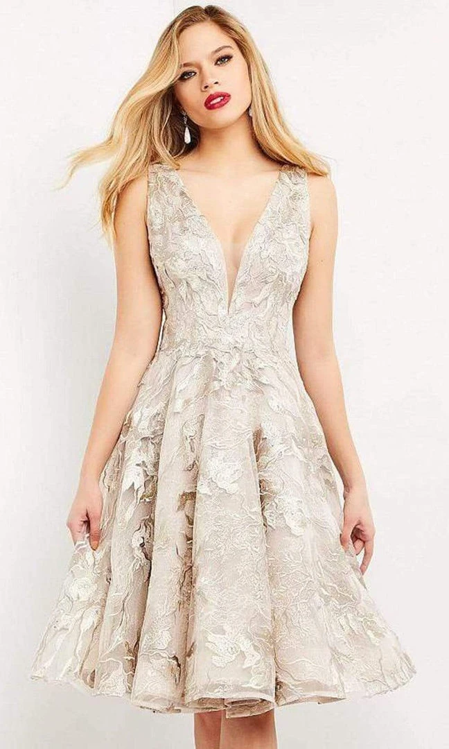 Jovani - 04442 Embroidered Fit And Flare Midi Dress 3 Jovani - 04442 Embroidered Fit And Flare Midi Dress